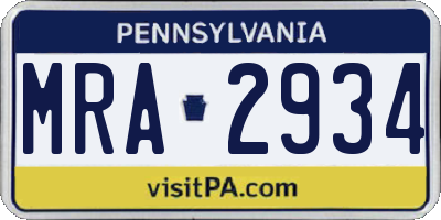PA license plate MRA2934