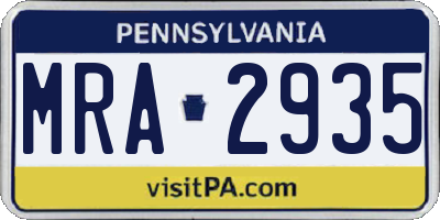 PA license plate MRA2935