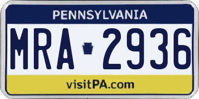 PA license plate MRA2936
