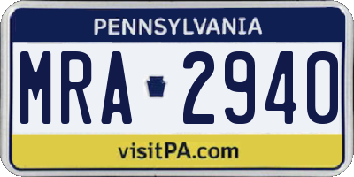 PA license plate MRA2940