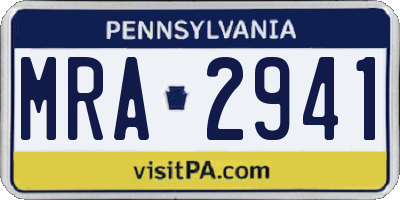 PA license plate MRA2941