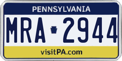 PA license plate MRA2944