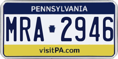 PA license plate MRA2946