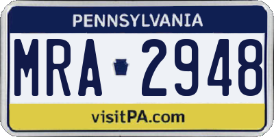 PA license plate MRA2948