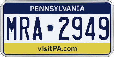 PA license plate MRA2949