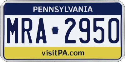 PA license plate MRA2950
