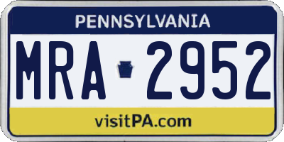 PA license plate MRA2952