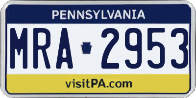PA license plate MRA2953