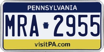 PA license plate MRA2955