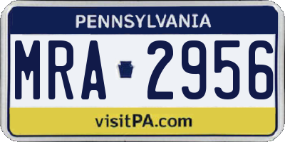 PA license plate MRA2956