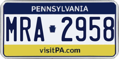 PA license plate MRA2958