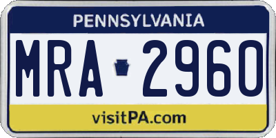 PA license plate MRA2960