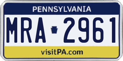 PA license plate MRA2961