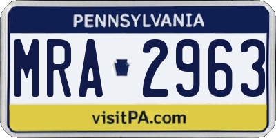 PA license plate MRA2963