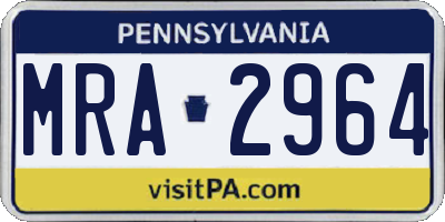 PA license plate MRA2964