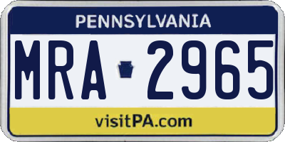 PA license plate MRA2965