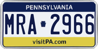 PA license plate MRA2966