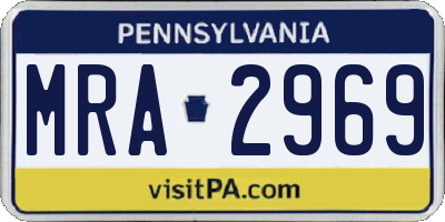 PA license plate MRA2969