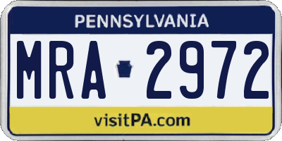 PA license plate MRA2972