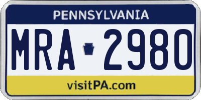 PA license plate MRA2980