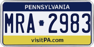PA license plate MRA2983