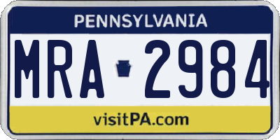 PA license plate MRA2984