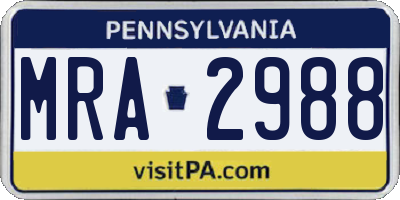 PA license plate MRA2988