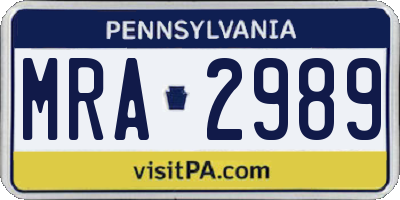 PA license plate MRA2989