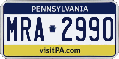 PA license plate MRA2990