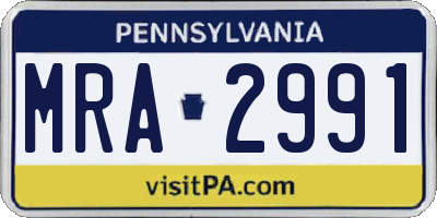PA license plate MRA2991