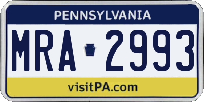 PA license plate MRA2993