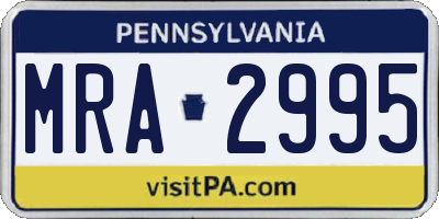 PA license plate MRA2995
