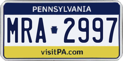 PA license plate MRA2997