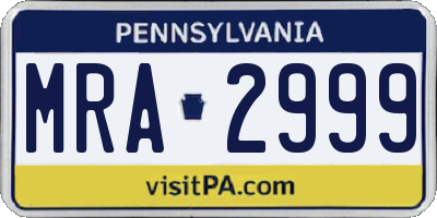 PA license plate MRA2999