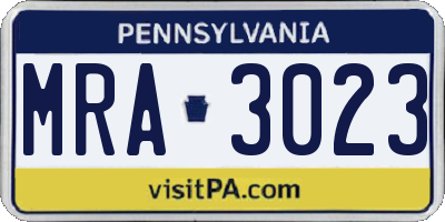 PA license plate MRA3023