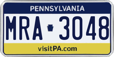 PA license plate MRA3048