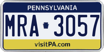 PA license plate MRA3057