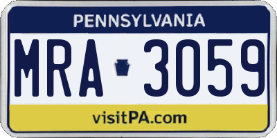 PA license plate MRA3059