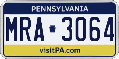 PA license plate MRA3064