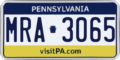 PA license plate MRA3065