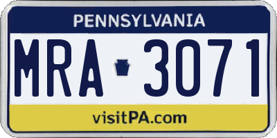 PA license plate MRA3071
