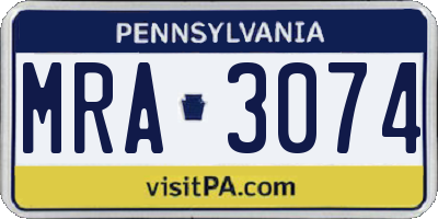 PA license plate MRA3074