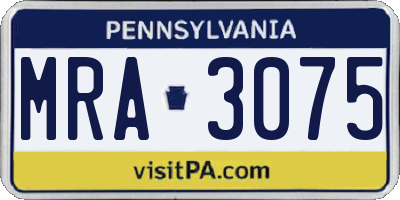 PA license plate MRA3075