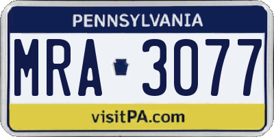 PA license plate MRA3077