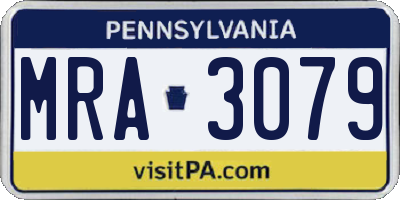 PA license plate MRA3079