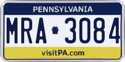 PA license plate MRA3084