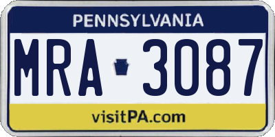 PA license plate MRA3087
