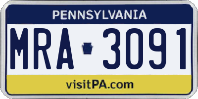 PA license plate MRA3091