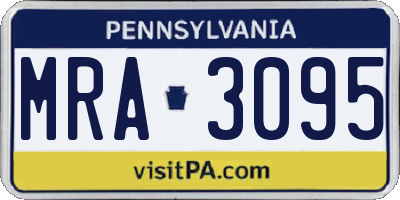 PA license plate MRA3095