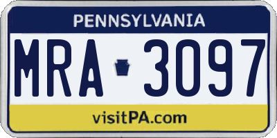 PA license plate MRA3097